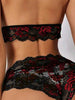 Conjunto De Lencería Con Ribete De Encaje Floral, Sujetador Push Up Seductor + Braguitas De Encaje Semi-transparentes, Lencería Y Ropa Interior Sexy Para Mujeres